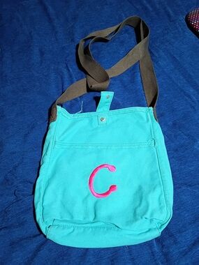 Thirty-one Teal Crossbody Bag with Pink Monogram C